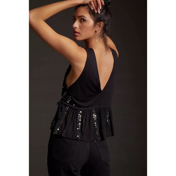 Anthropologie Sequined V-Neck Tank NWT SZ XL & L - Picture 3 of 14